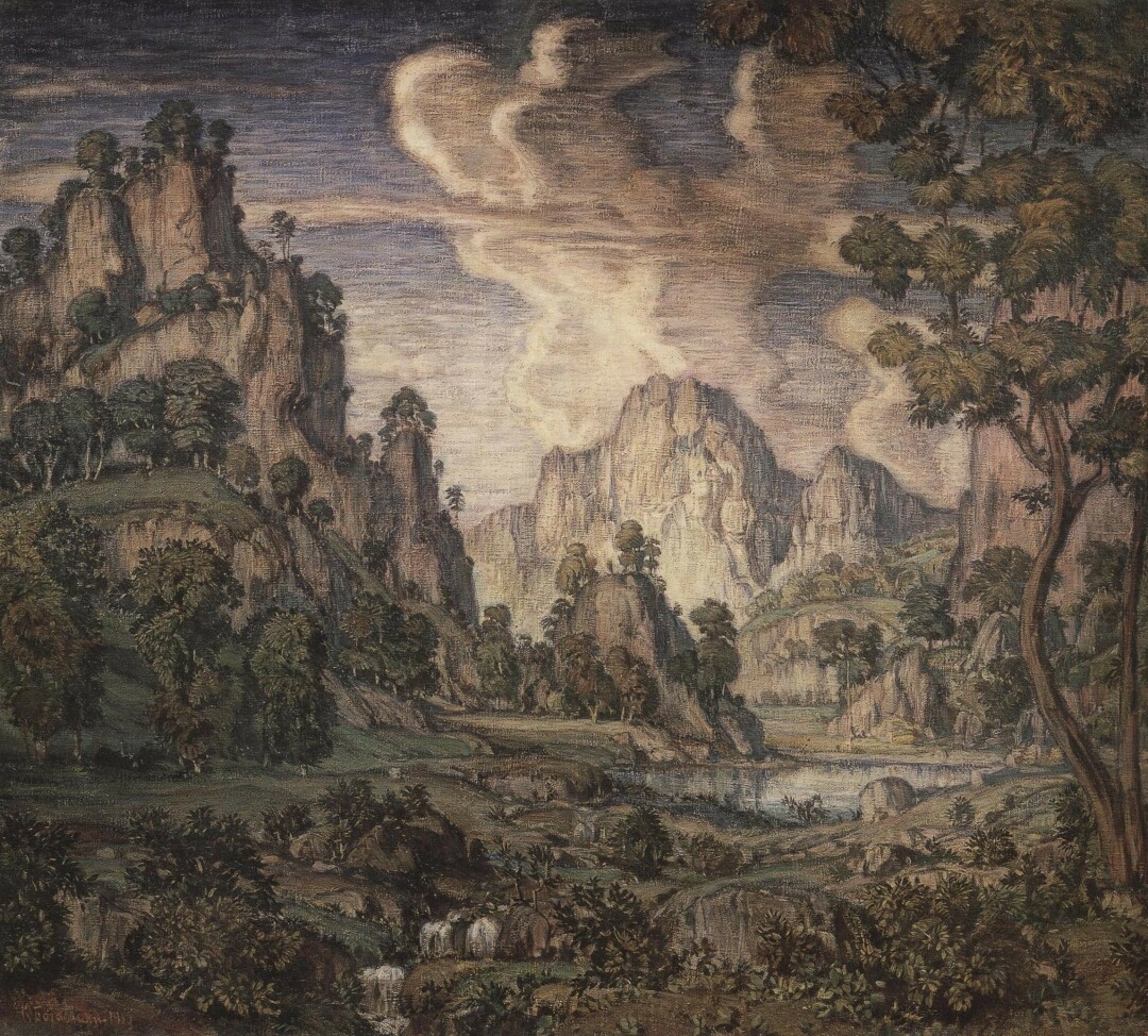 К. Богаевский. "Классический пейзаж (Сумерки в долине)", 1910 год