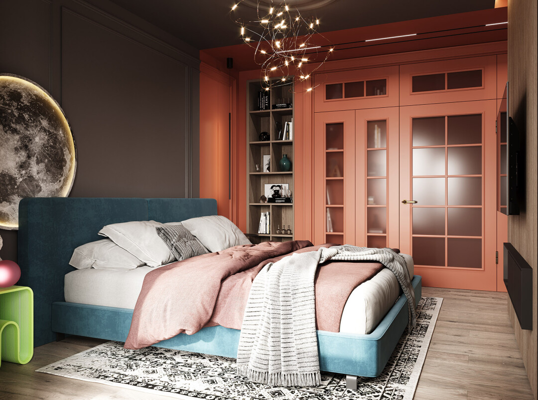 Спальня проекта «Интерьер с овцой», ЖК «Империал»