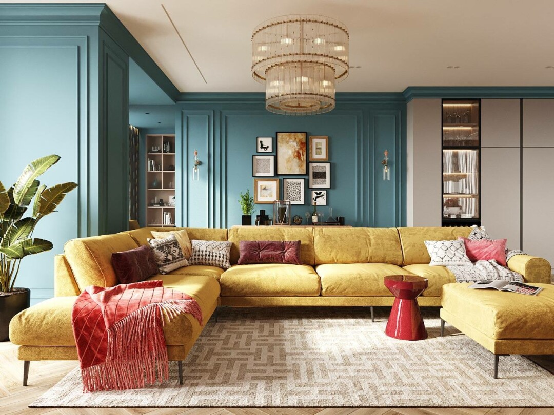 Гостиная объекта на ул. Давлеткильдеева