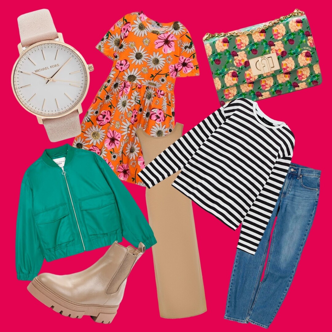 Бомбер Marc O'Polo Denim, ботинки Tommy Hilfiger, лонгслив Finn Flare, платье Zara, платье 12storeez, джинсы UNIQLO, сумка Furla, часы Michael Kors