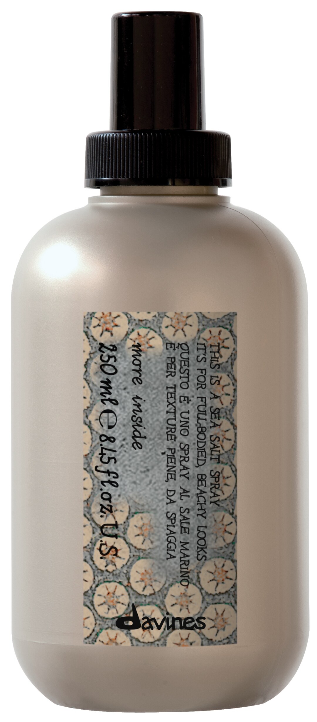 Спрей с морской солью для объемных свободных укладок Davines. Подходит для создания непринужденных объемных укладок с матовым эффектом в «пляжном