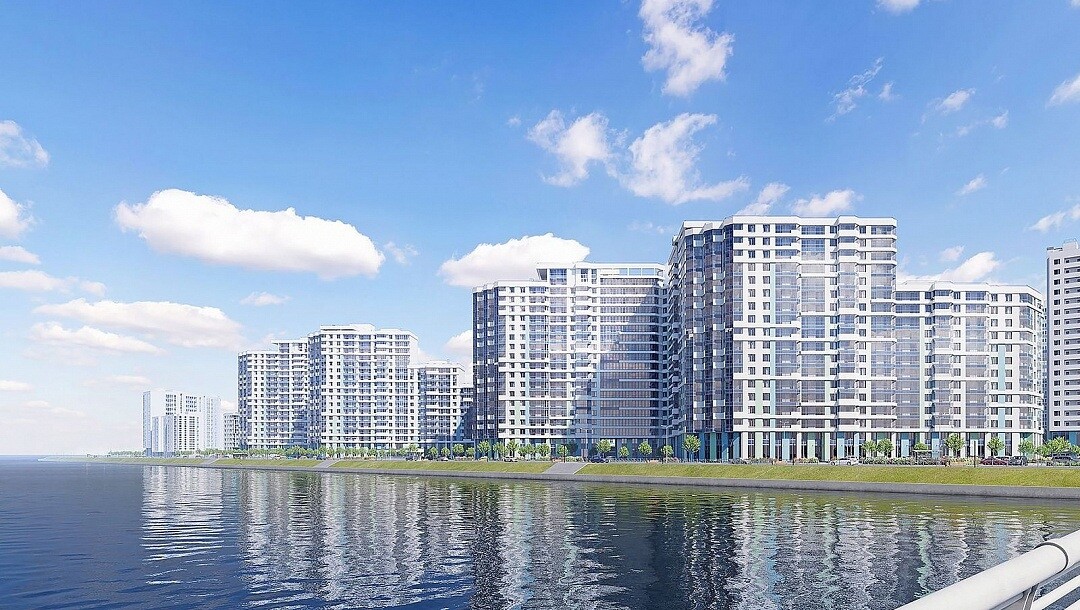 Квартал ЖК «Огни Залива» на первой линии Финского залива и Дудергофского канала