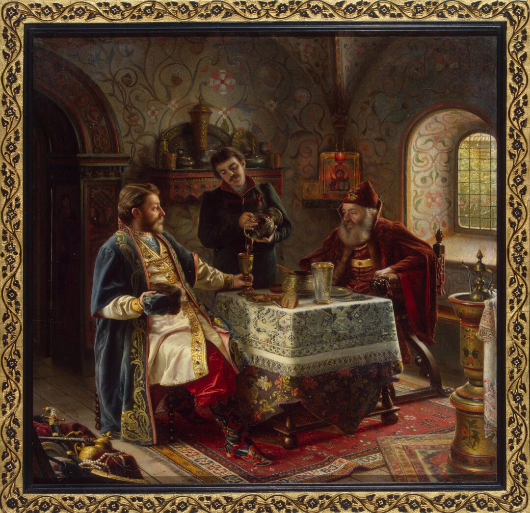 Оскар Фрейвирт-Лютцов. «Милый гость издалека». Дерево, масло, 1888 г.