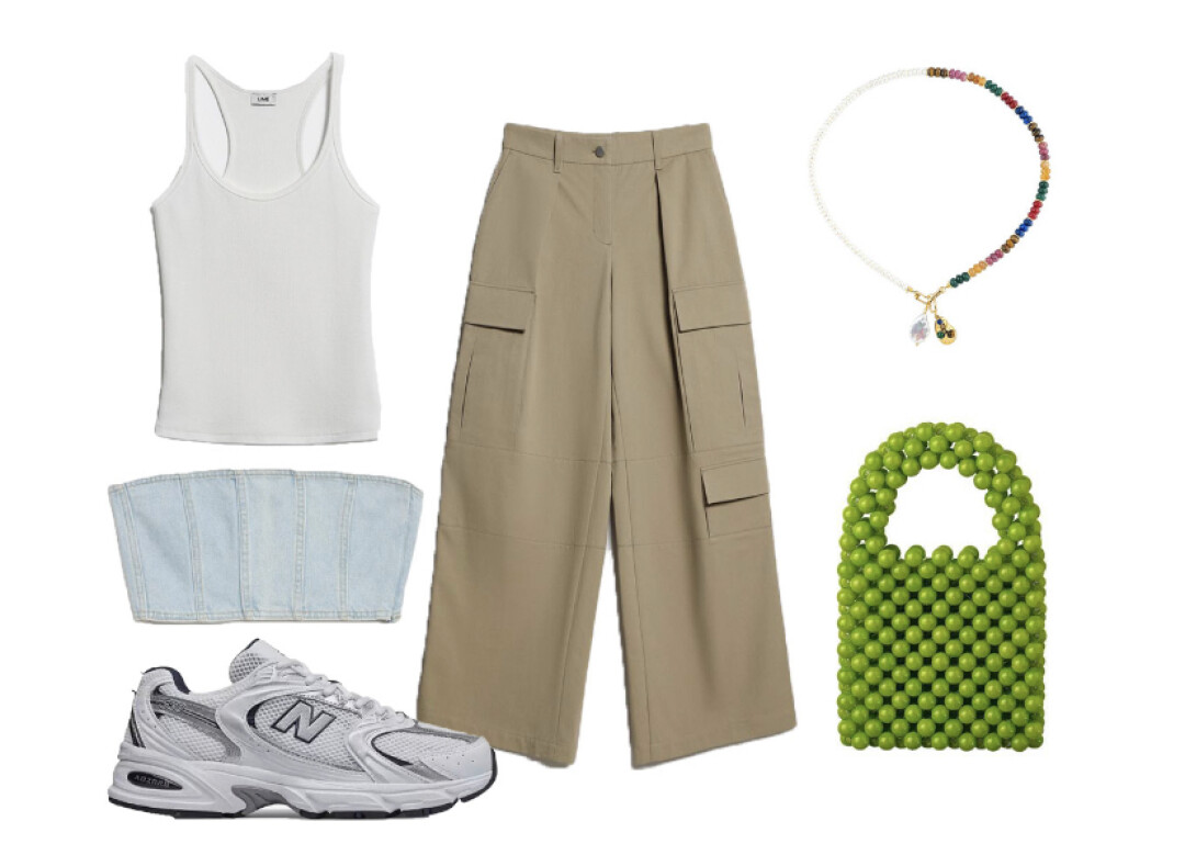 Топ Lime, 2 999 руб., брюки Lime, 5 999 руб., топ Lime, 1 399 руб., сумка bysashazemlya, 3 999 руб., колье Seed Bead, Poison Drop, 9 000 руб