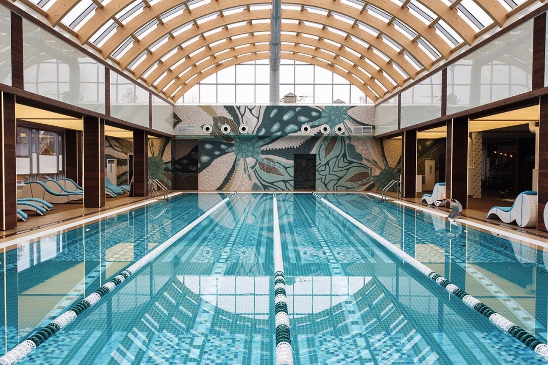 Бассейн с панорамной крышей и системой очистки озоном и ультрафиолетом