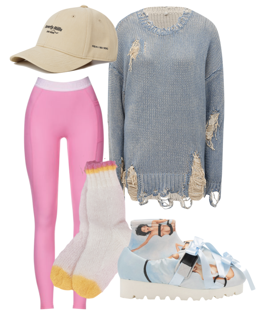 Кепка Сocoshnick, 6 000 руб., лосины IRNBY, 4 740 руб., ботинки Yume Yume, Peak, 38 950 руб., свитер R13, ДЛТ, 89 950 руб., носки Zabelina, 4 900 руб.