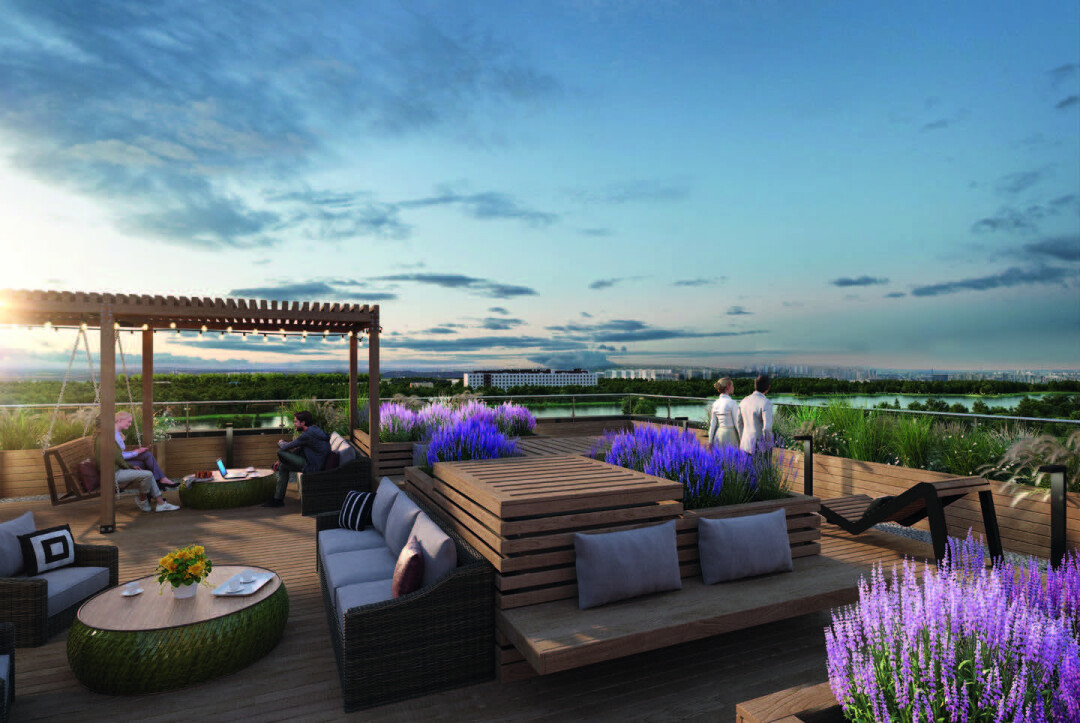 Лаунж-зона на крыше ЖК «Прайм Приморский»