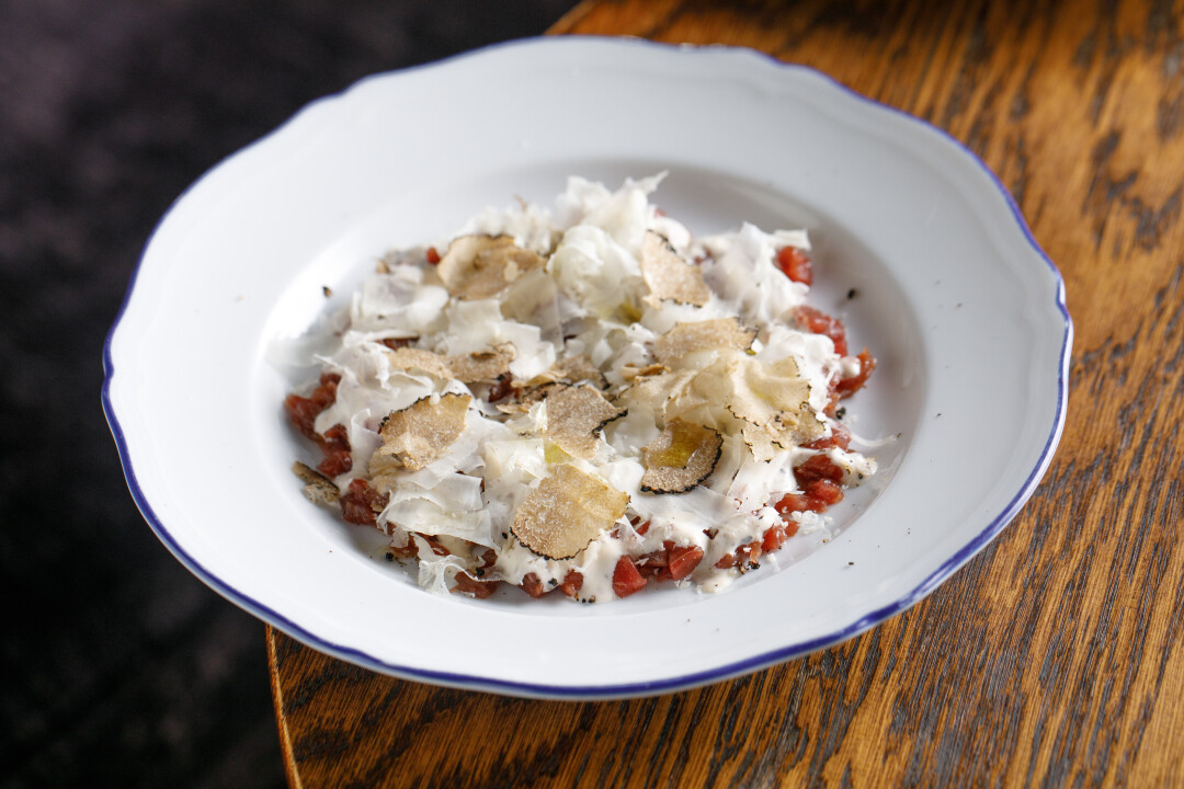 Тартар в сливочном соусе из Salone pasta&bar