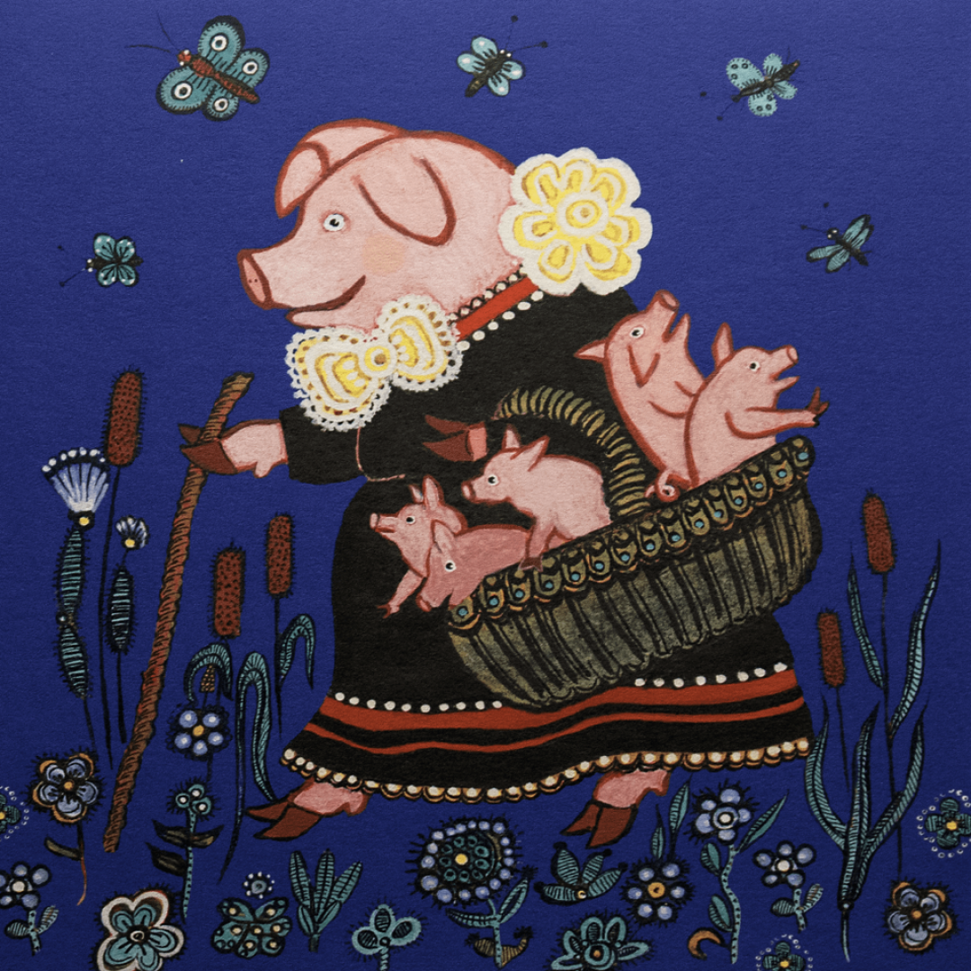 Открытка «Свинка с поросятами»