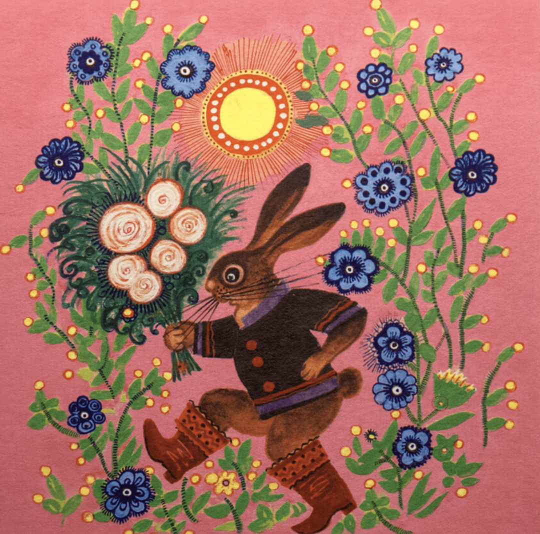 Открытка «Заяц с букетом»