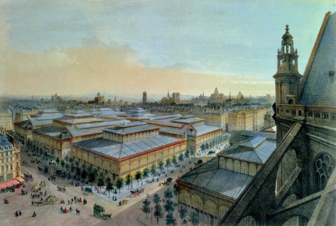 Стеклянный павильон Виктора Балтарда на бульваре Парижа 1870 год