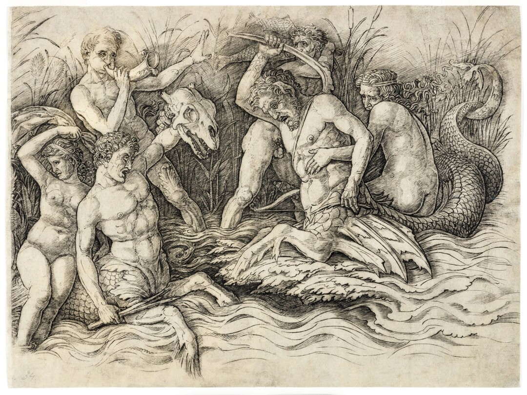 Андреа Мантенья. Битва морских божеств (правая половина), 1470-е годы.