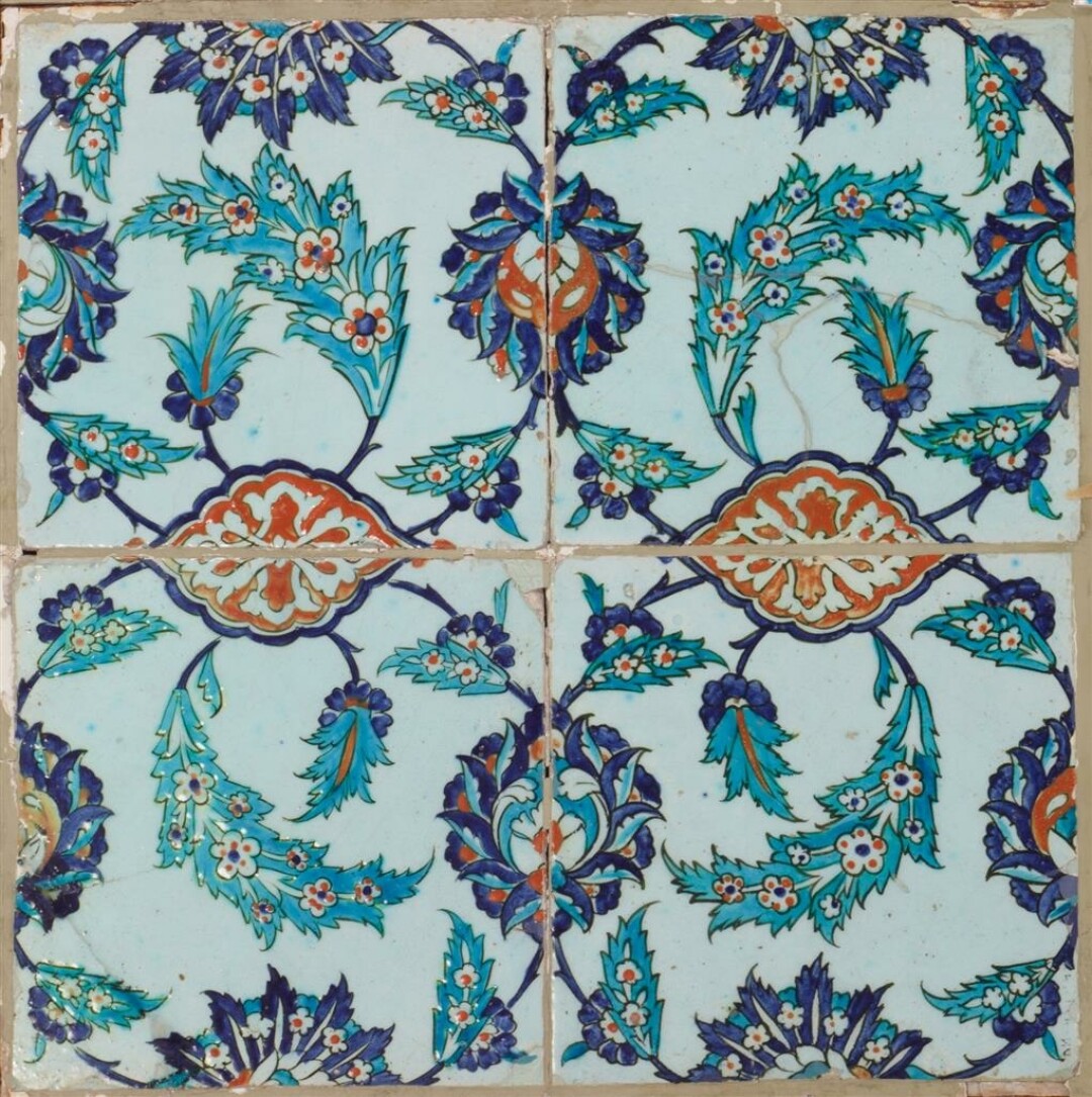 Изразцовое панно. Турция, вторая половина XVI в. Фаянс, подглазурная роспись