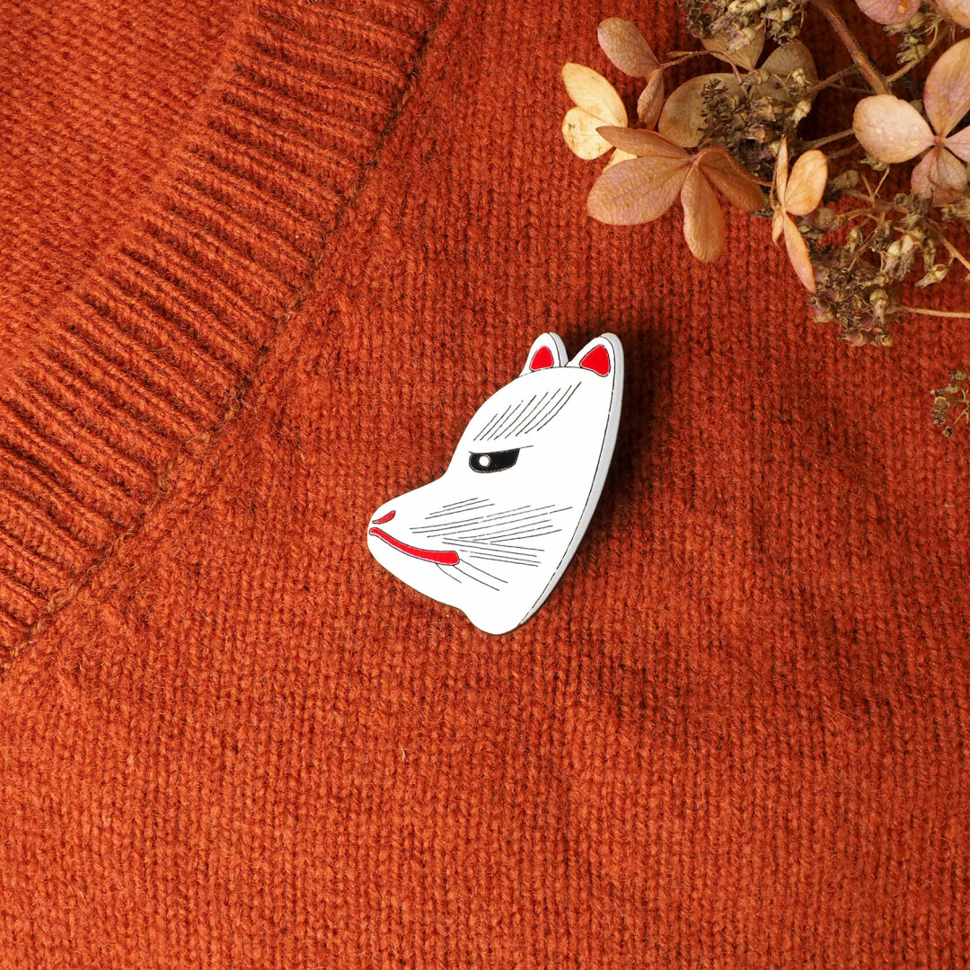 Брошка "Японская лиса Кицунэ ", Брошечная, 400 руб.