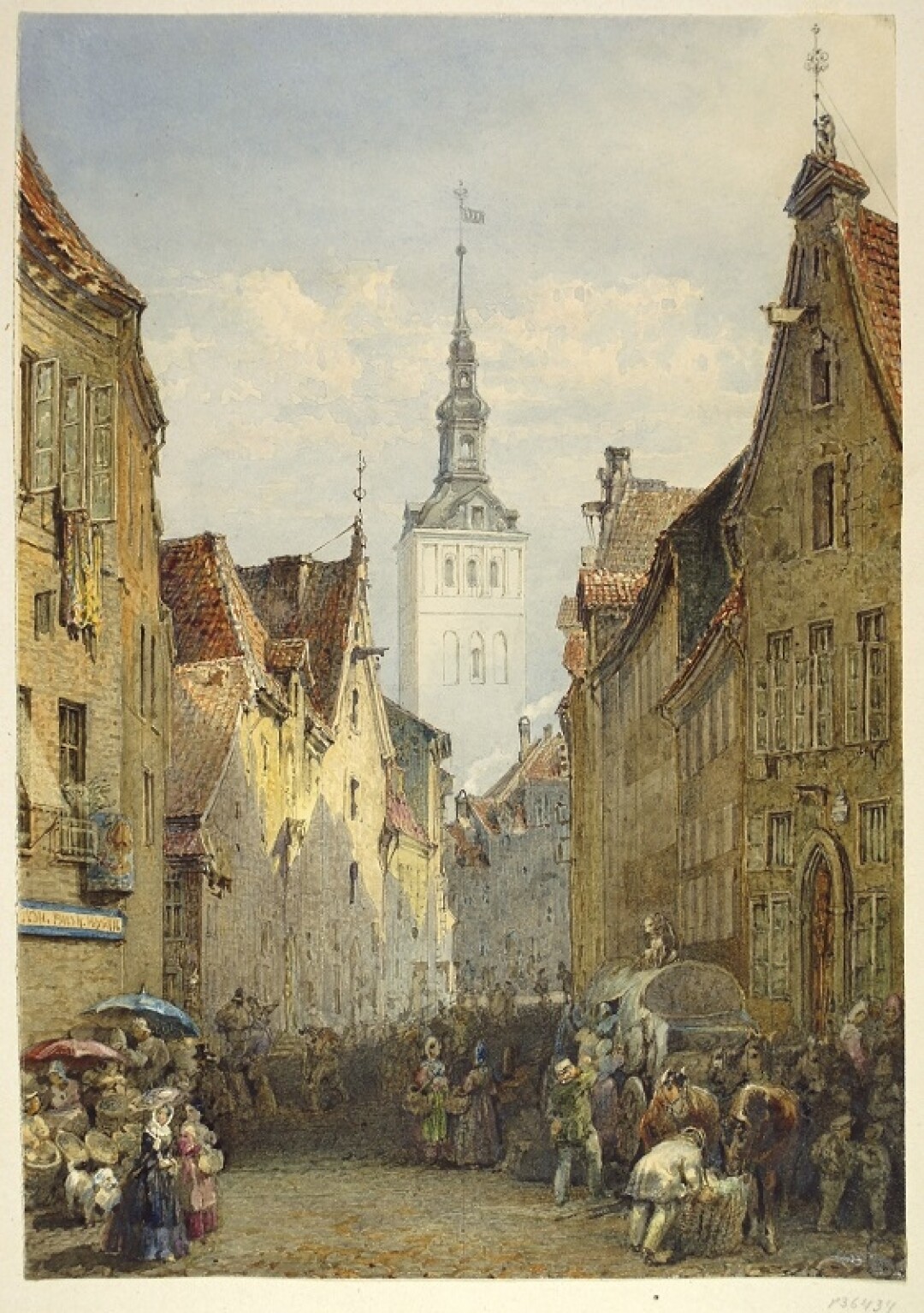 Василий Садовников, "Ревель. Улица". 1846-1848 годы. Бумага, акварель