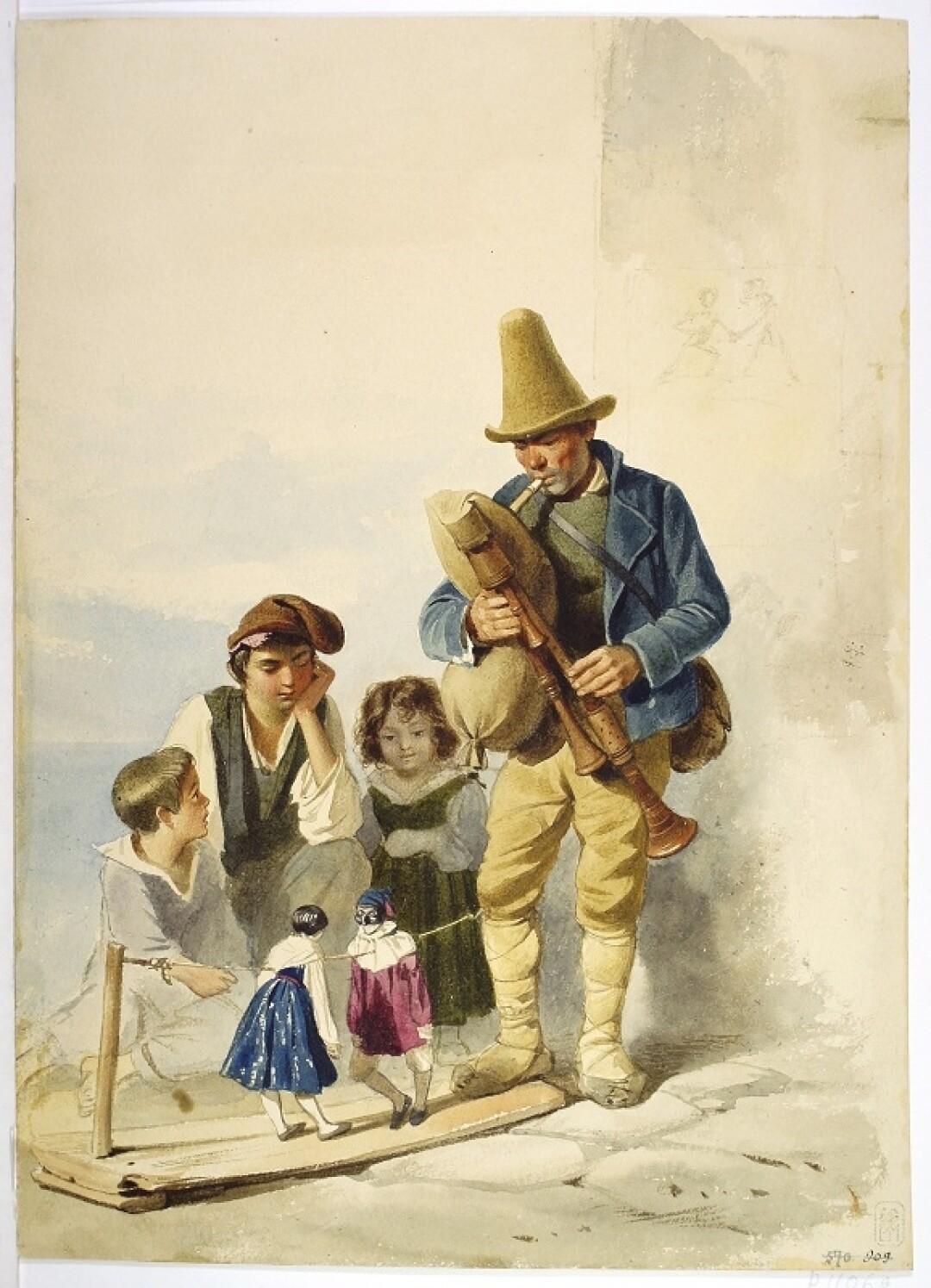 Василий Штернберг, "Уличная сцена в Риме". Первая половина 1840-х. Картон, акварель