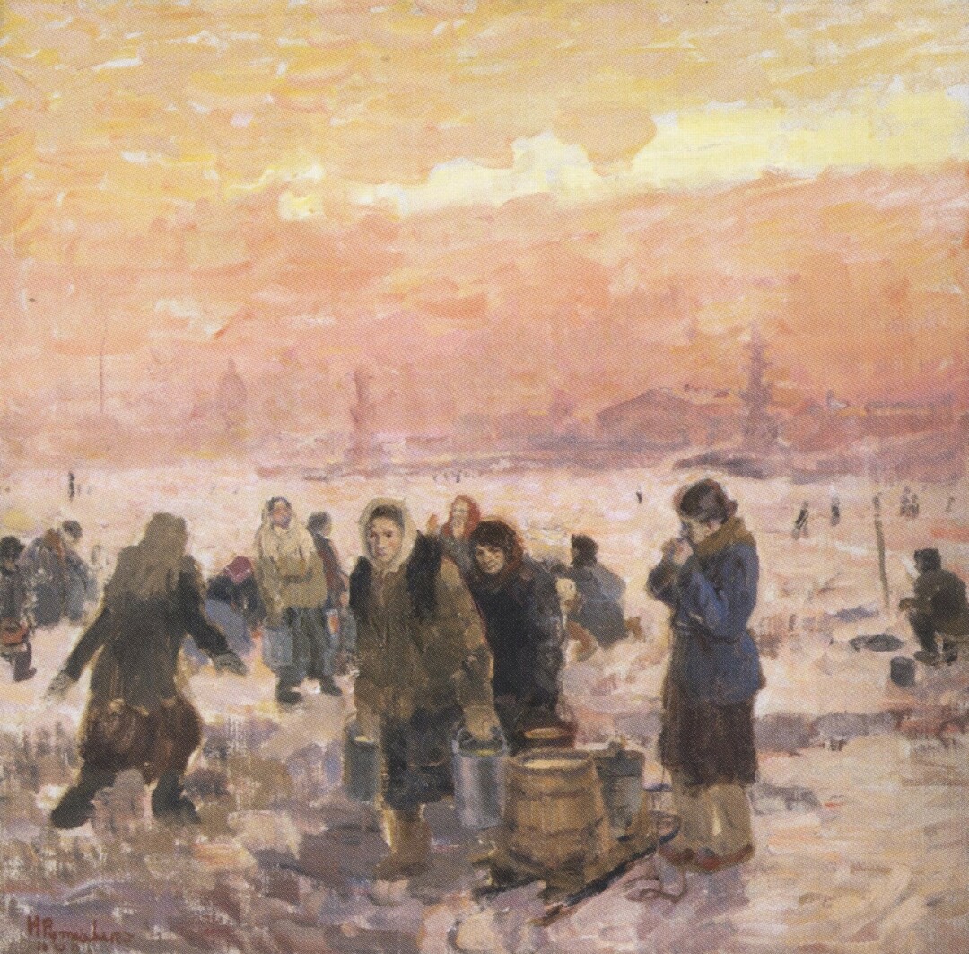 Николай Рутковский, "За водой". Из серии "Блокада Ленинграда". 1942 год