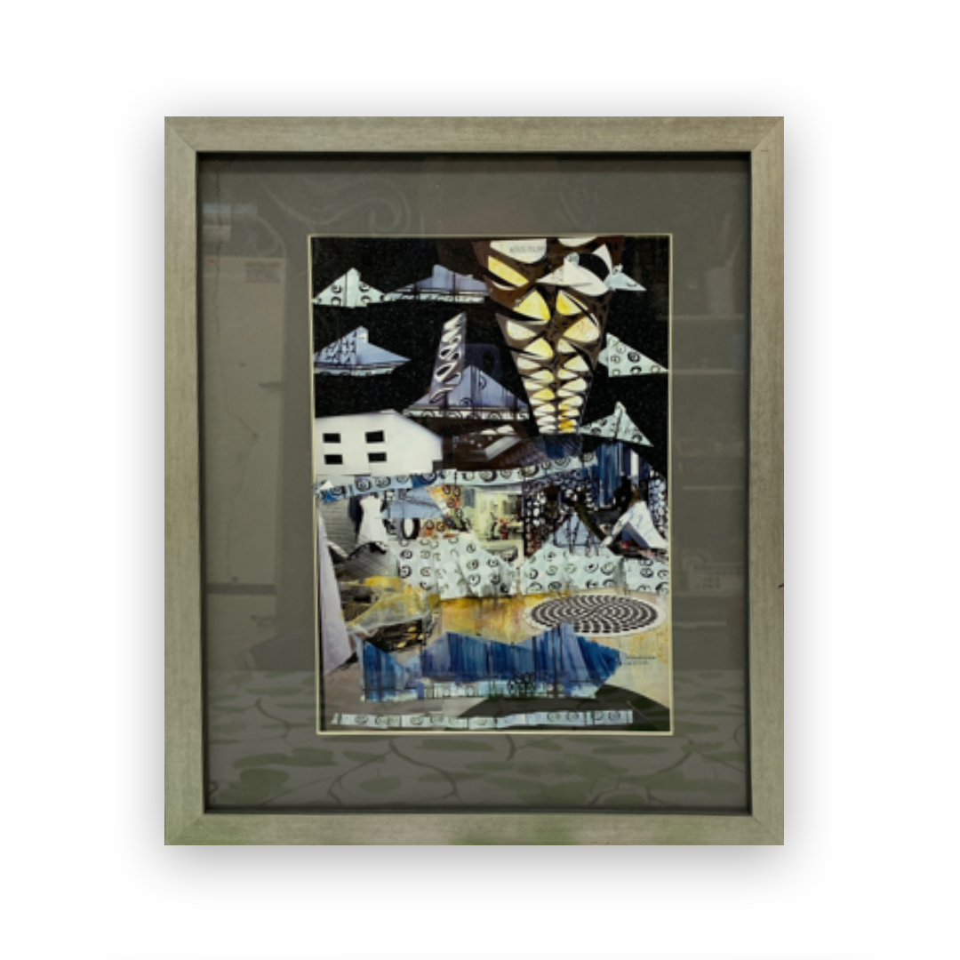 Марина Шилехина, «Заполярье» Коллаж, авторская техника, 29,8х21 см, 2024 г. Доцент Центра дизайна, кандидат культурологии и художник-коллажист из