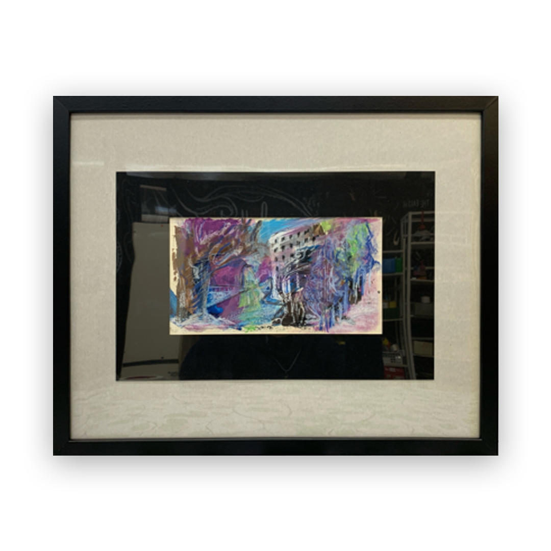 Светлана Целикова, «Летний ветер в городе» Картон, акрил, масляная пастель, смешанная техника, 14х23 см, 2022 г. Работы художницы, которая начала