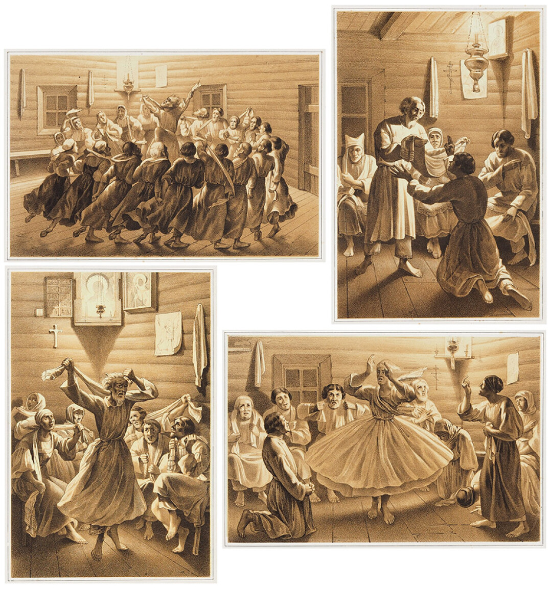 Лот из четырех литографий для книги Владимира Даля