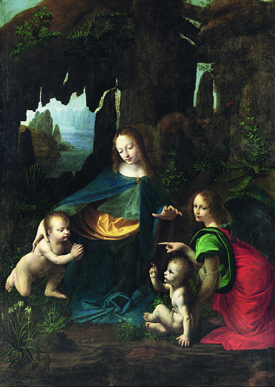 Леонардо да Винчи и мастерская, "Мадонна в скалах". Холст (переведена с дерева), масло. 1508-1512-е годы. Собрание Музея христианской культуры