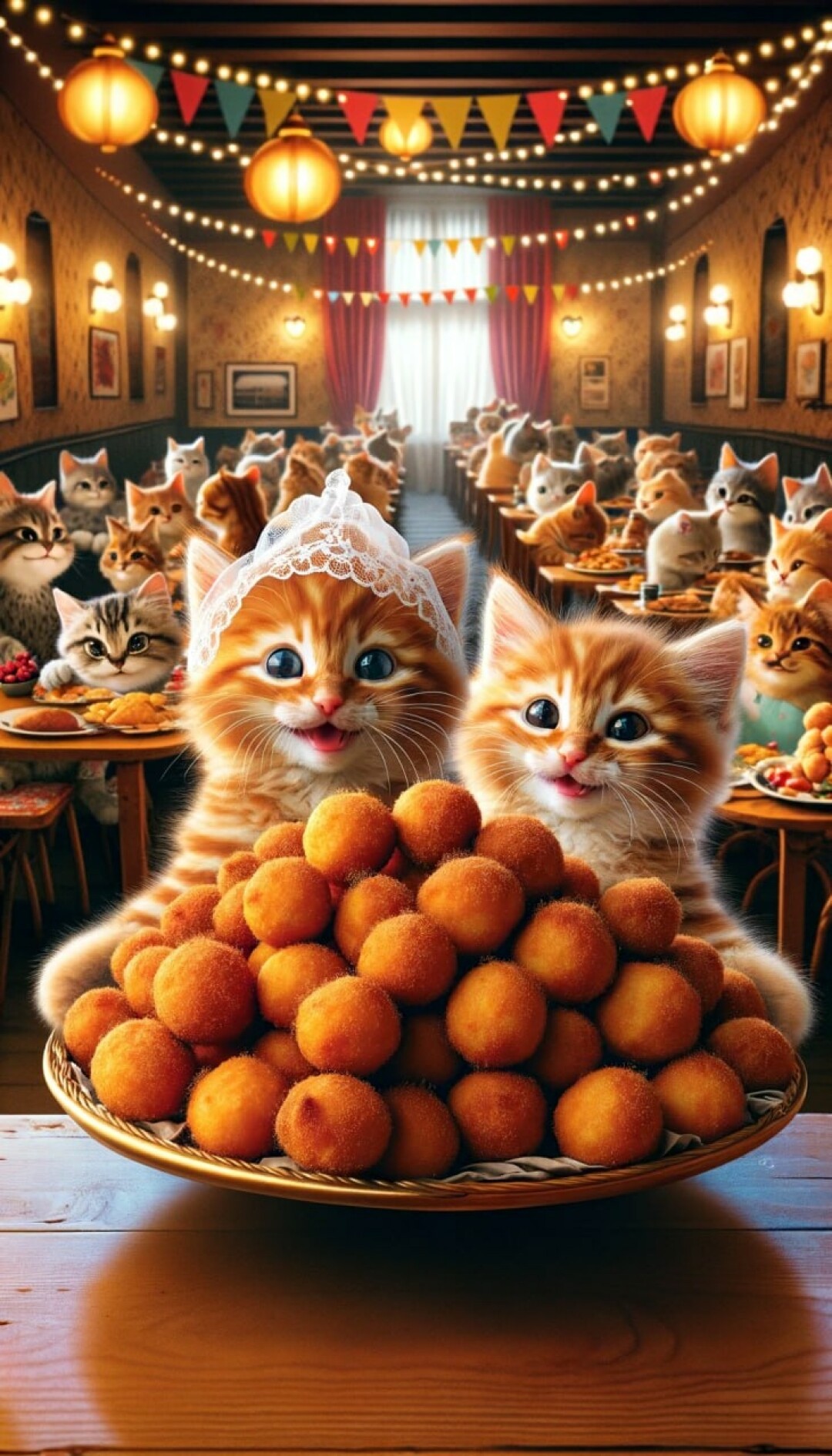 ИИ-изображение с котами на татаро-башкирской свадьбе