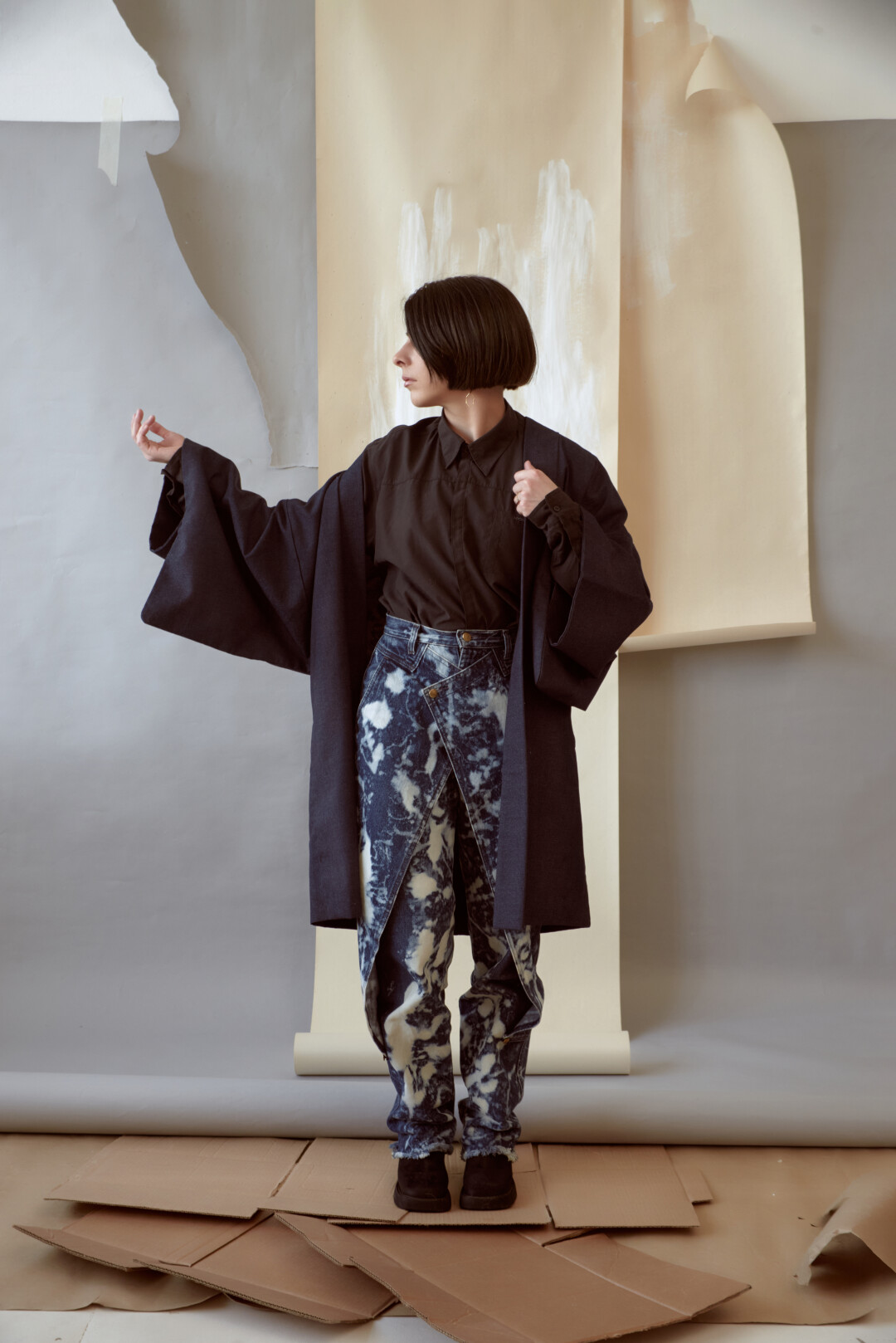 Хаори ручной работы, рубашка Kickers, винтажные джинсы Rockies