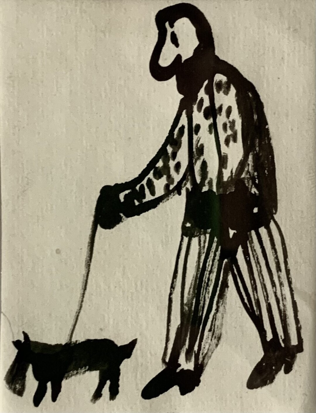Александр Флоренский. «Довлатов с собачкой». Тушь, бумага. 1993. Коллекция Кирилла Авелева