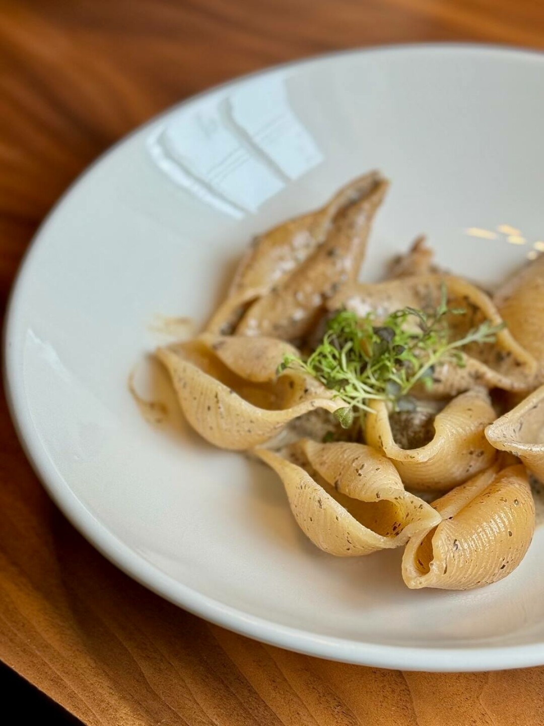 Конкильоне со сморчками в ресторане ACAFFE