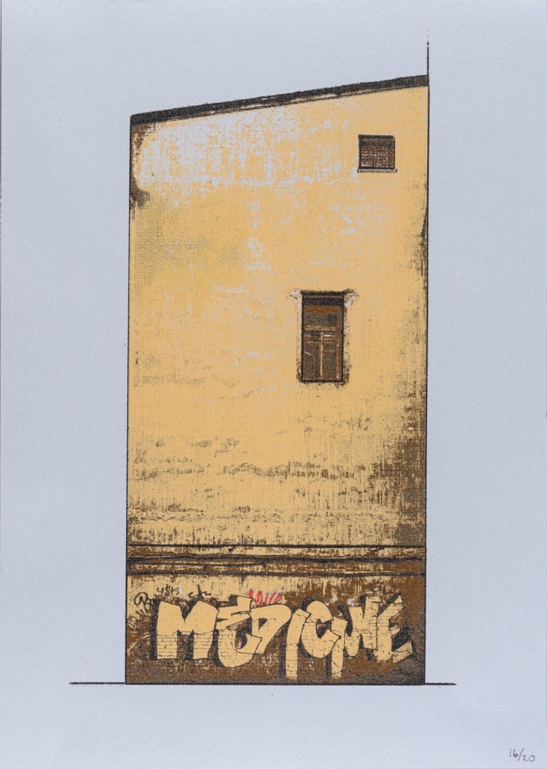 Василий Базелевс «Дворовой фасад дома трех Бенуа». Шелкография, 2022. В экспозиции «Стрит-арт хранения»