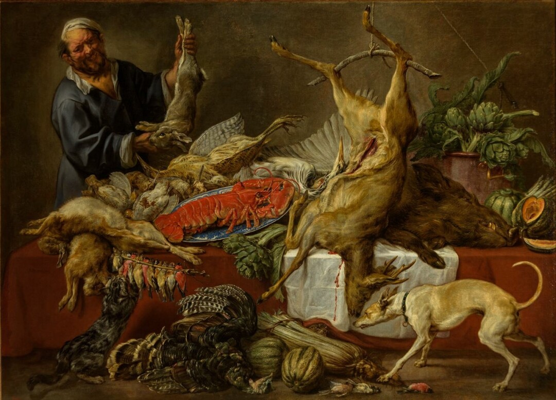 «Повар у стола с дичью». Якоб Йорданс, Пауль де Вос. Около 1640–1645