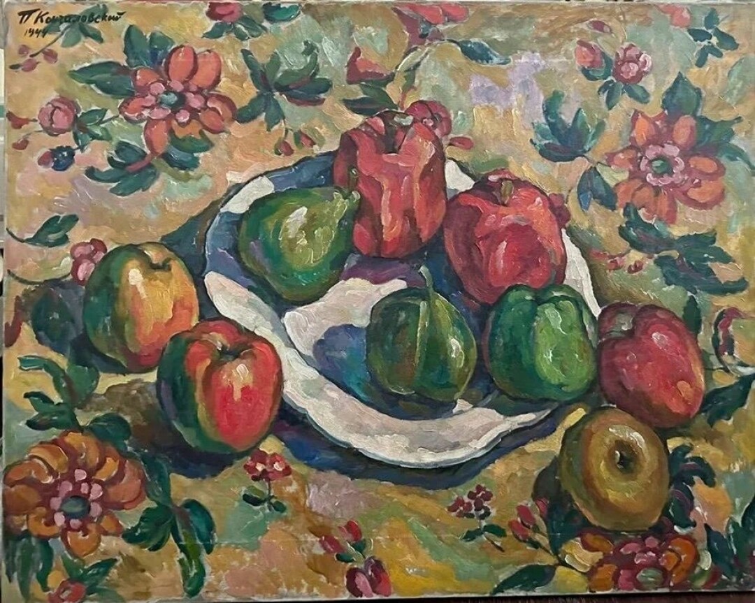 Кончаловский Павел, «Фрукты на яркой скатерти», 1944 год