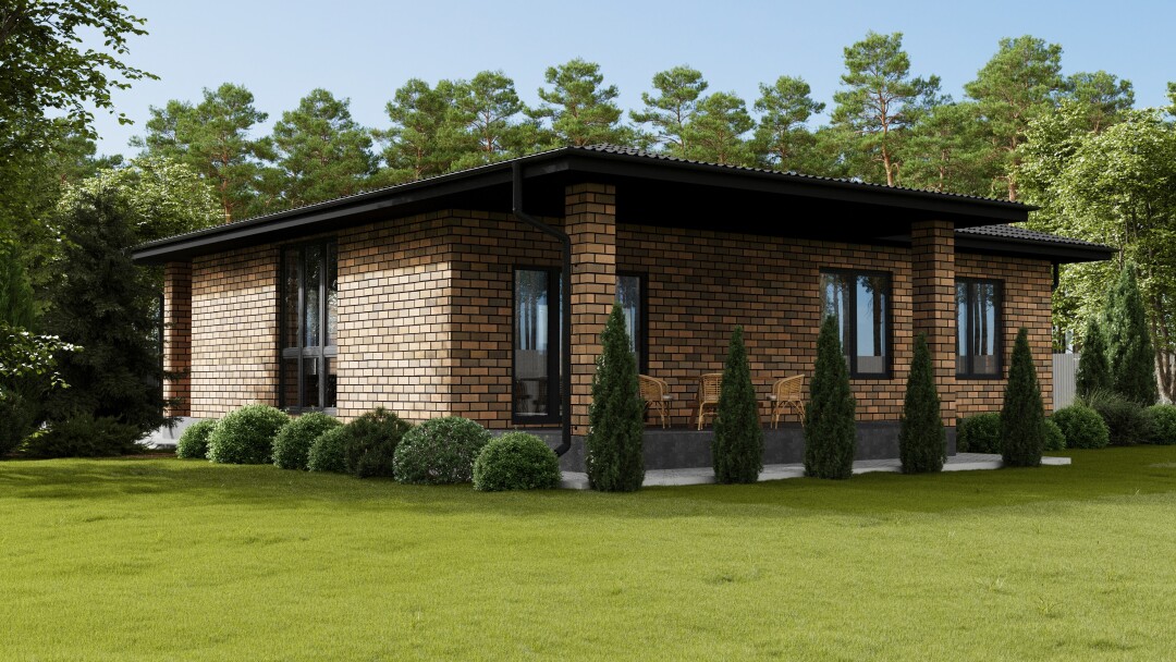 Одноэтажный дом площадью 110 кв.м. с террасой и тремя спальнями