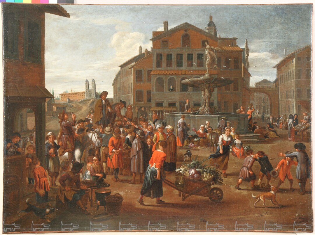 Александр ван Бредал. Фландрия. Уличный шарлатан на римской площади. 1700-1710-е. Холст, масло. Ярославский художественный музей