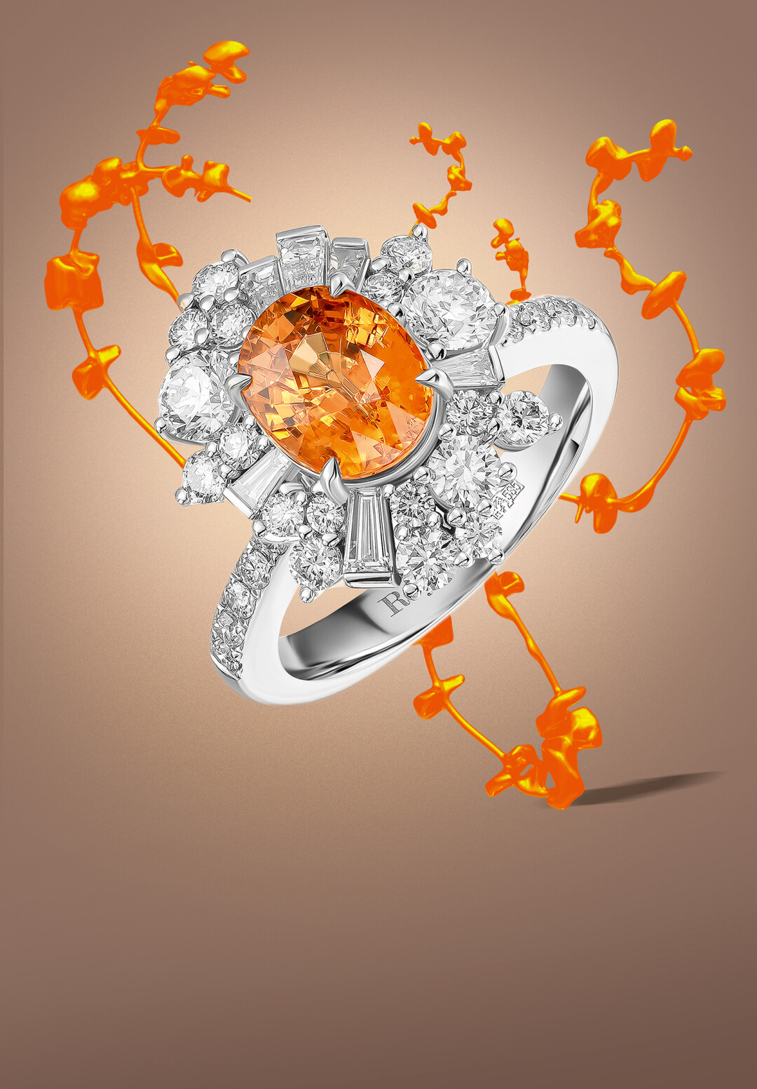 Кольцо с бриллиантами и спессартином, MIUZ Diamonds, 906 950 руб.