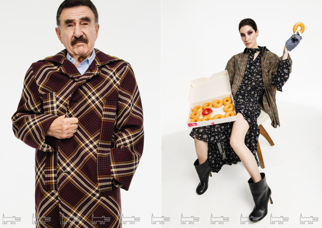 На Леониде Семеновиче: пальто RAF SIMONS (Spin4spin) На Саше: рубашка, платье, перчатки и ботильоны USHATAVA