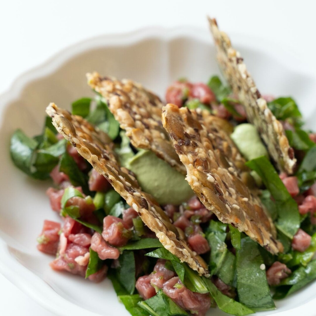 Тартар из ягненка с щавелем