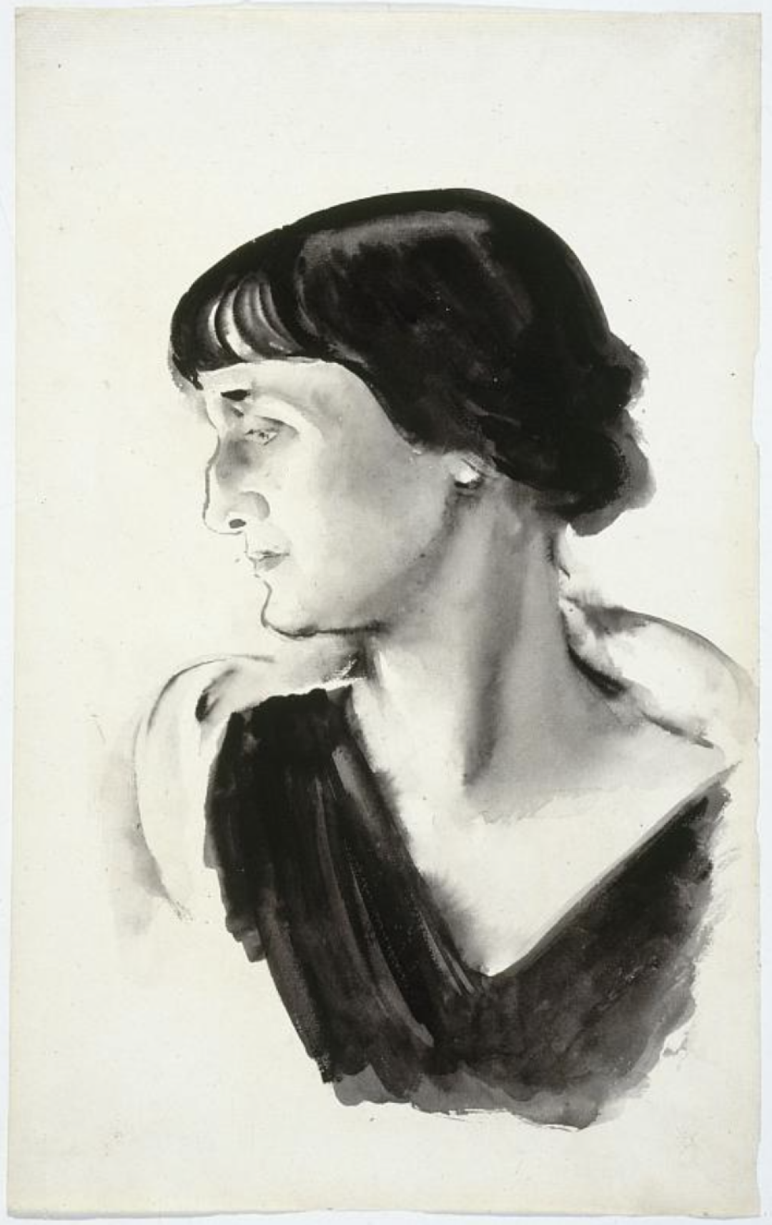 Н.А. Тырса, "Портрет А.А. Ахматовой". 1928. Бумага, ламповая копоть