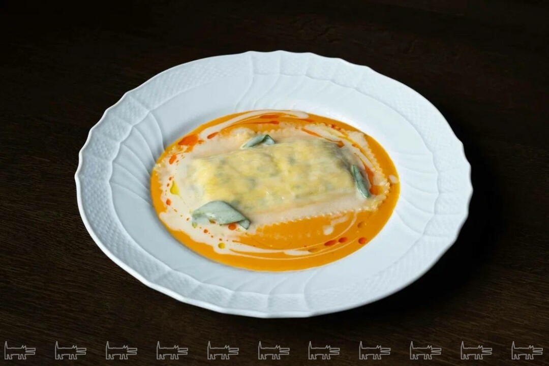 Равиоль с крабом и выдержанным сыром «Matured Havarti»