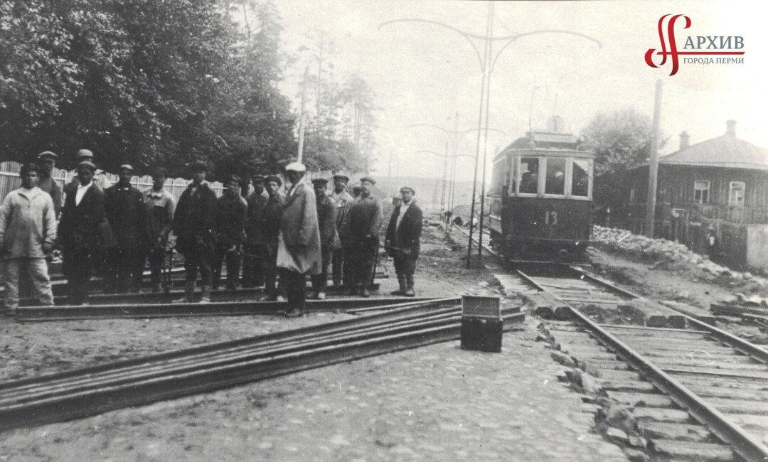 Обкатка трамвая в 1929 году в районе не улицы Ленина