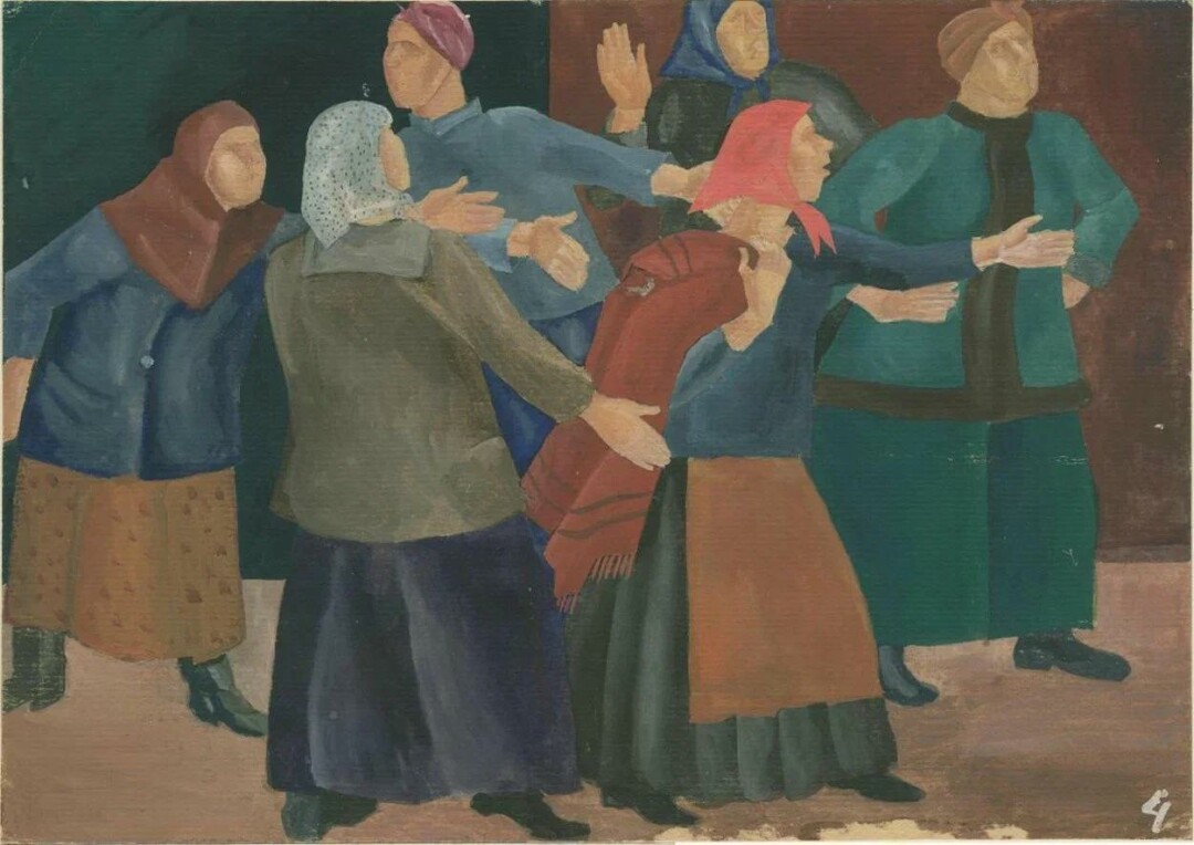 Дмитриев В. Эскиз мизансцены к постановке "Ревизор". Бабы, 1926 год
