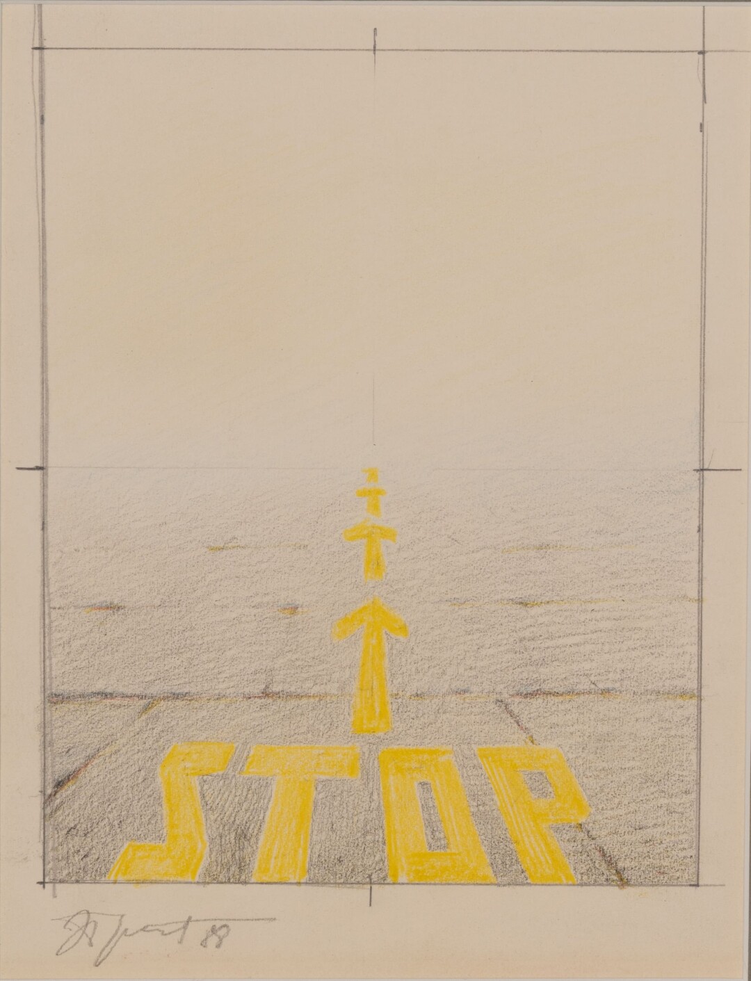 Эрик Булатов. «Эскиз к картине Stop». 1988