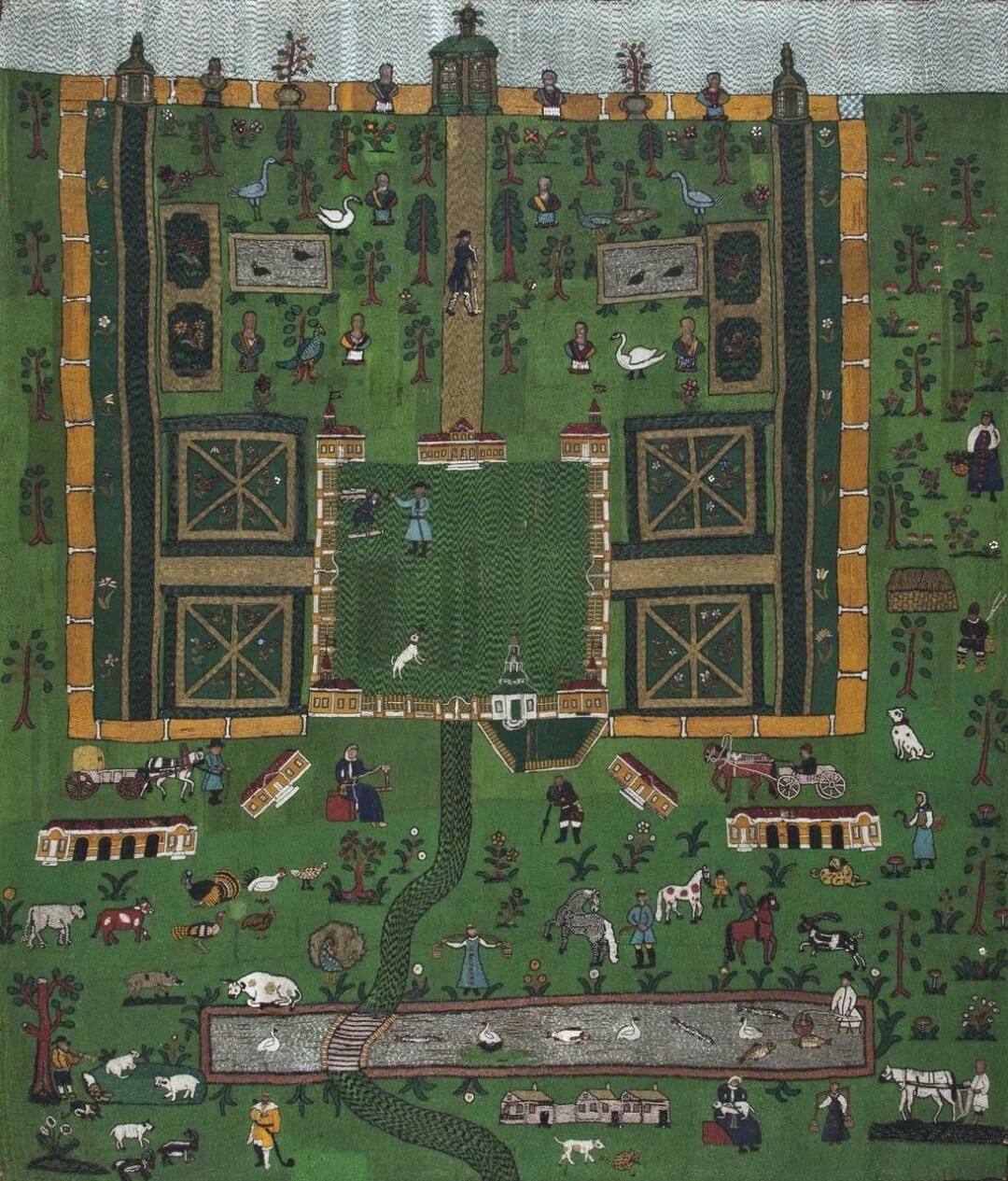 Панно бисерное "Усадьба". Вторая половина XVIII века