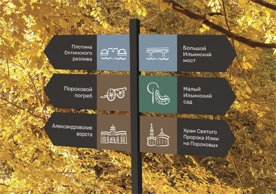 Концепция фирменного стиля для паркового комплекса «Ильинская слобода». Проект победителя номинации Черновой Полины (Политех)