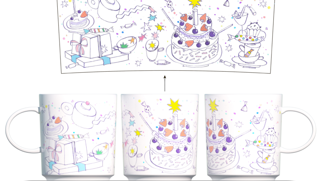 Номинация «Мой прекрасный день», I место. Дизайн для декоративной сувенирной кружки из твердого фарфора. Проект Ульяны Седой (СПГХПА)