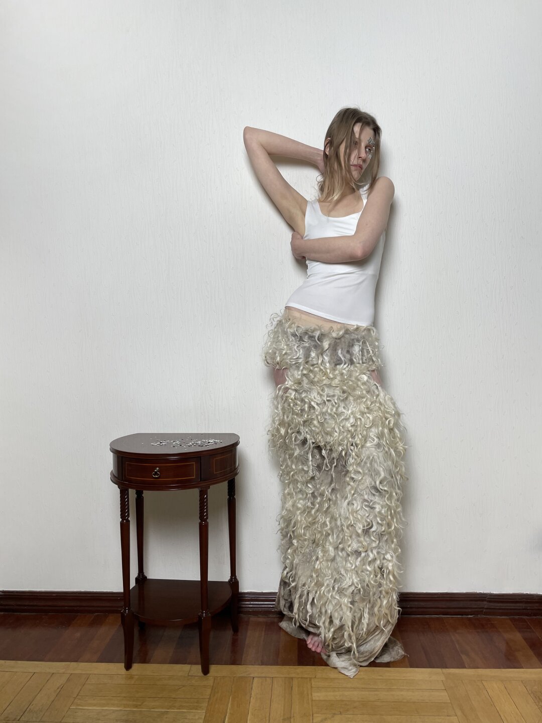 Юбка из войлока с добавлением флиса альпаки и ангарской козочки, а также шелка, окрашенного корой кампеша