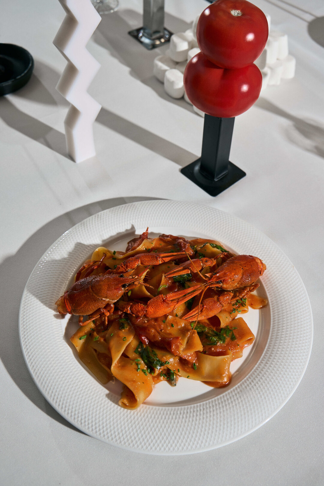 Паста с крабом и страчателлой в «19»