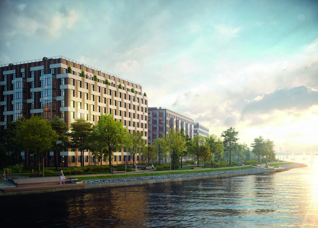 Зеленая набережная жилого комплекса Neva Haus