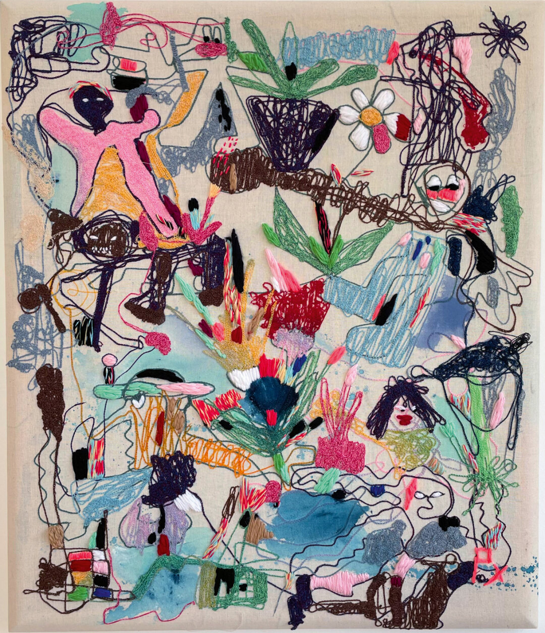 Рома Peeks. «Без названия». Вышивка и акрил. 2022