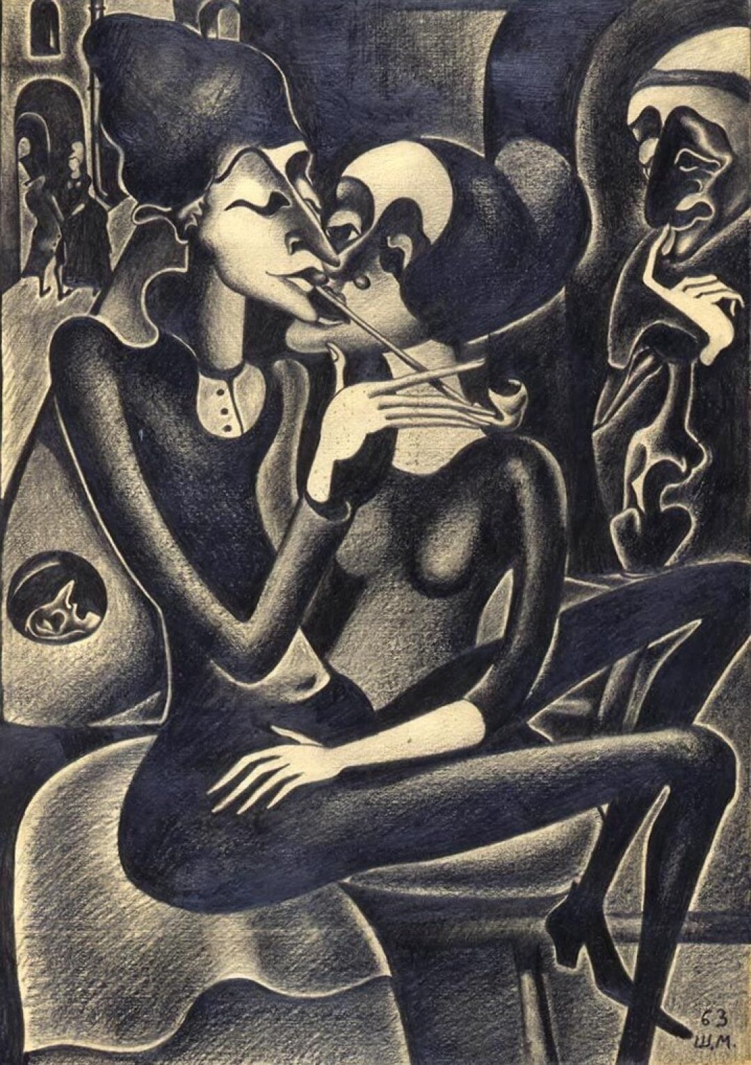 Михаил Шемякин. Искушение Медарда. Иллюстрация к «Эликсирам сатаны» Гофмана. 1963 год